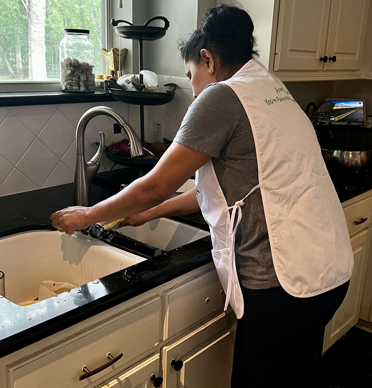 cleaning kitchen